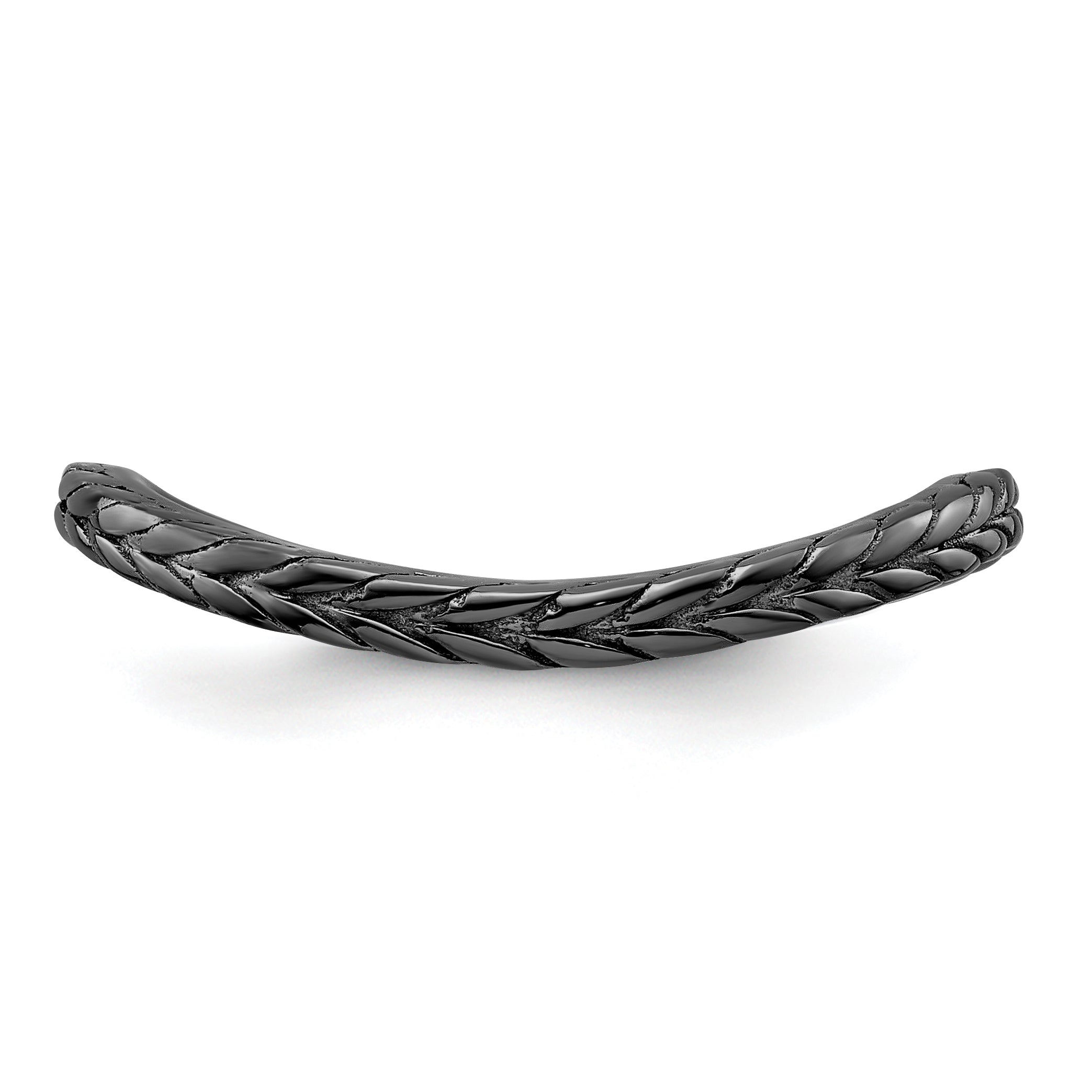 Sterling Silver Stackable Expressions Polished Black-plated Wave Ring - 5