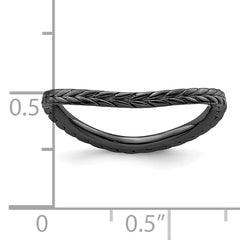 Sterling Silver Stackable Expressions Polished Black-plated Wave Ring - 5