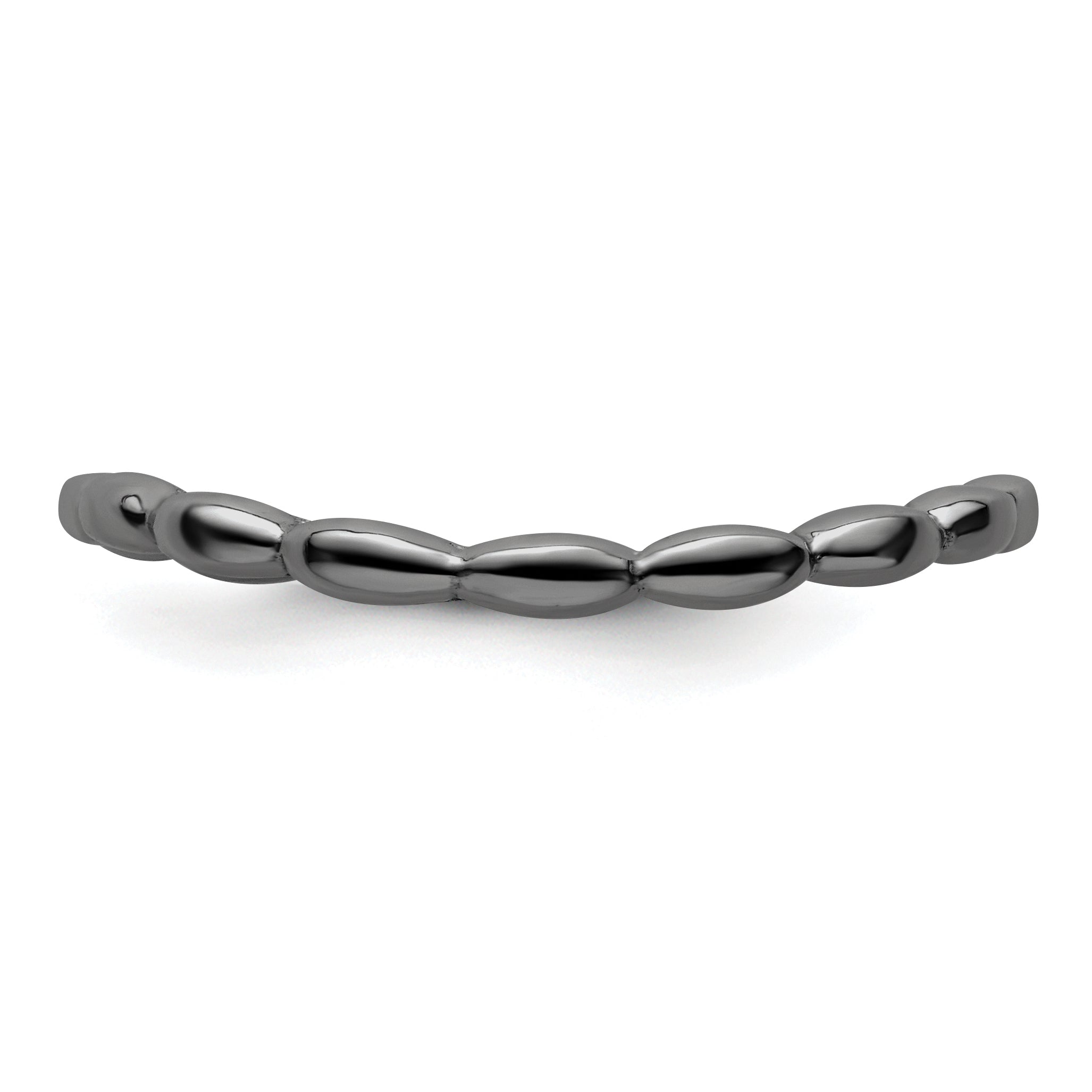Sterling Silver Stackable Expressions Polished Black-plate Wave Ring - 5