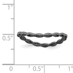 Sterling Silver Stackable Expressions Polished Black-plate Wave Ring - 5