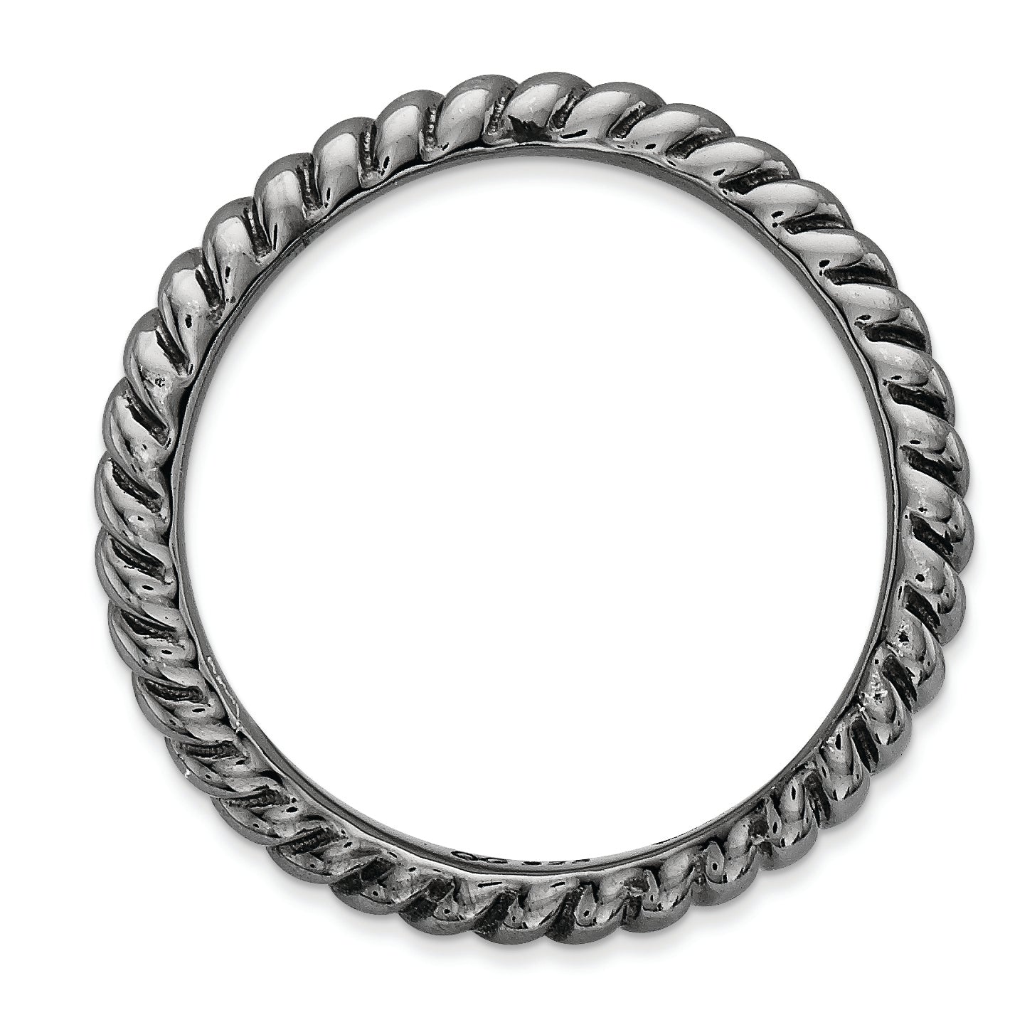 Sterling Silver Stackable Expressions Polished Black-plate Wave Ring - 5