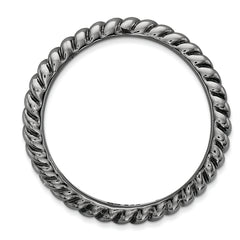 Sterling Silver Stackable Expressions Polished Black-plate Wave Ring - 5
