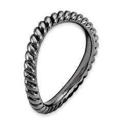 Sterling Silver Stackable Expressions Polished Black-plate Wave Ring - 5