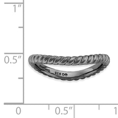 Sterling Silver Stackable Expressions Polished Black-plate Wave Ring - 5