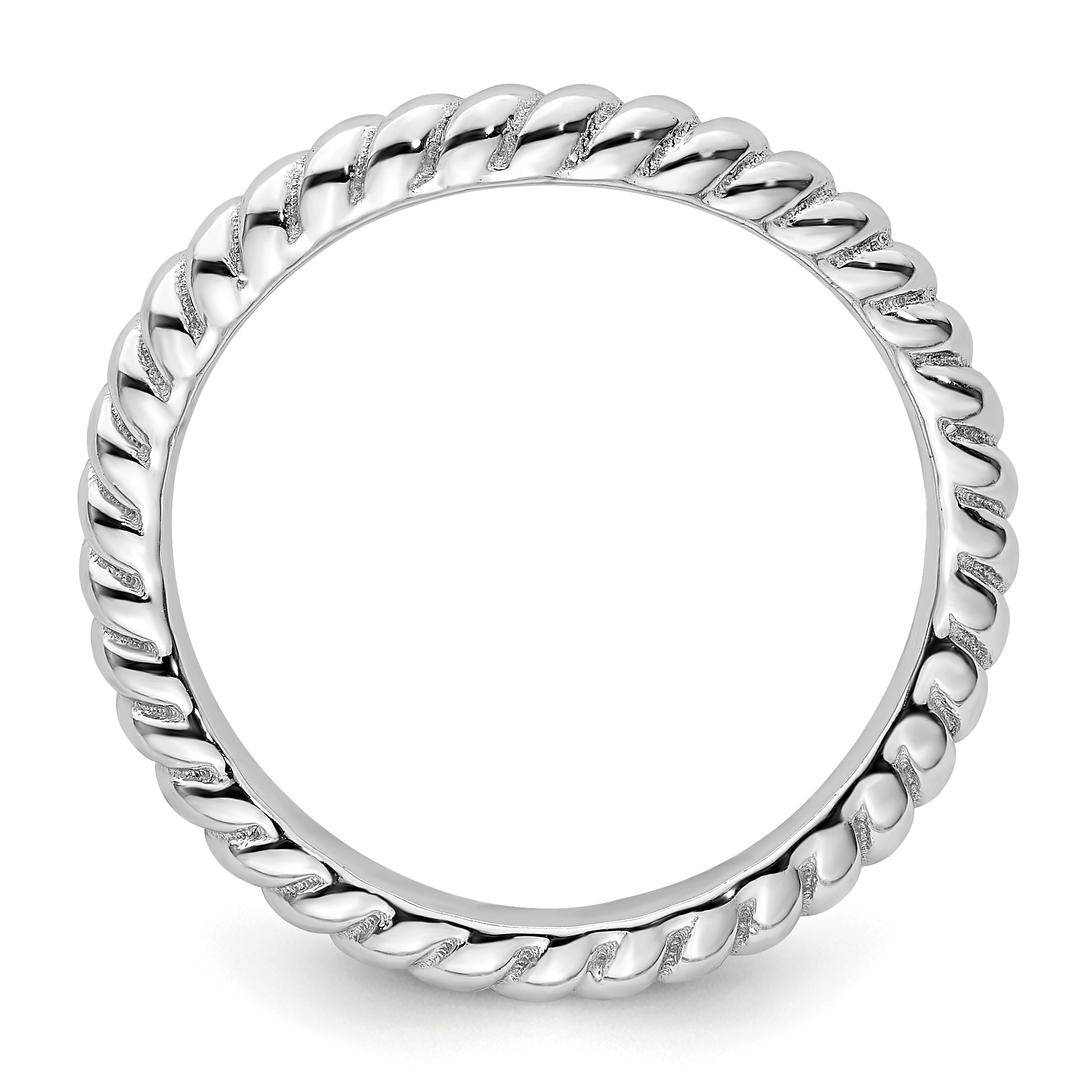 Sterling Silver Stackable Expressions Polished Rhodium-plate Wave Ring Secondary image
