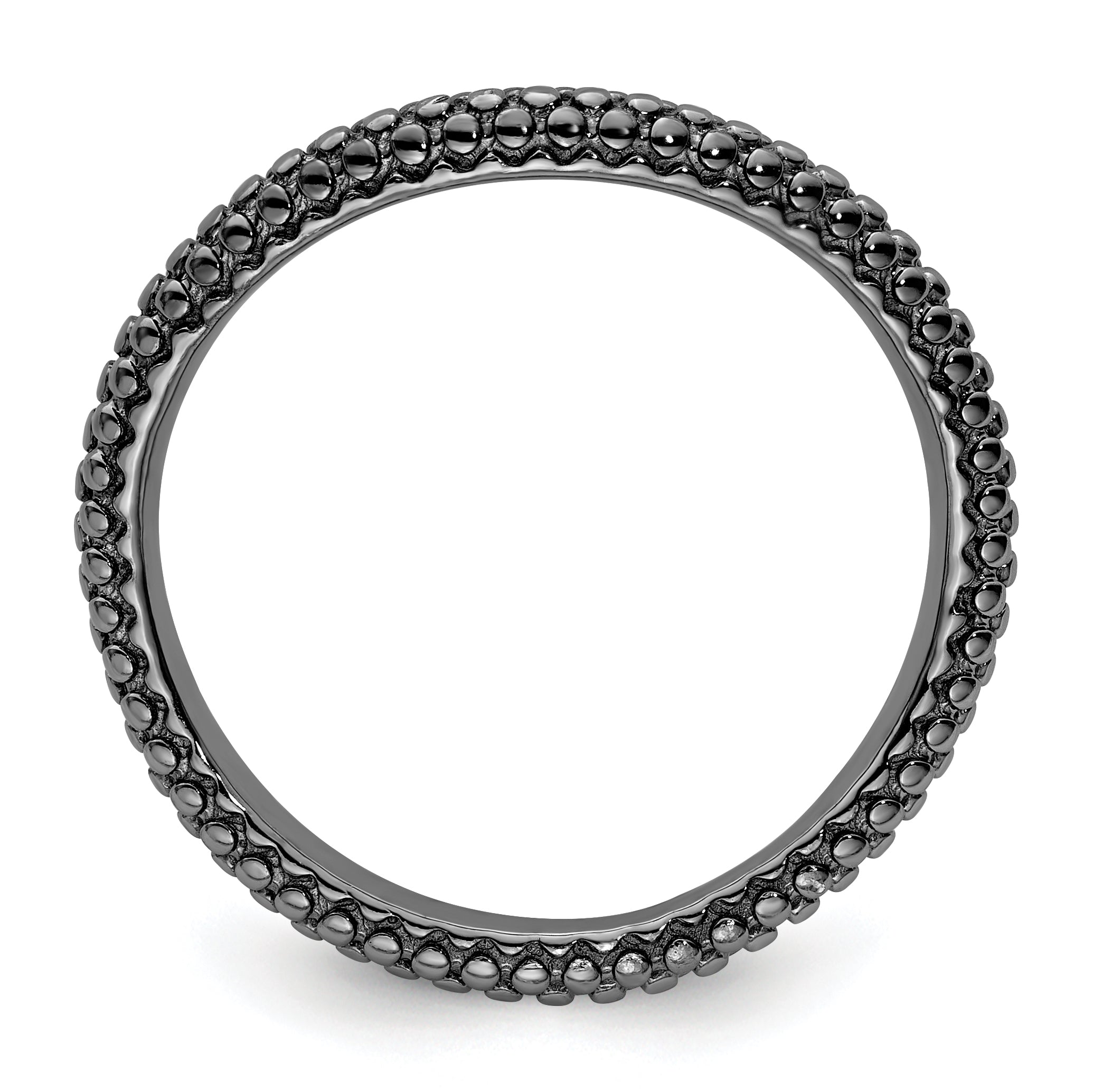 Sterling Silver Stackable Expressions Polished Black-plated Wave Ring - 5