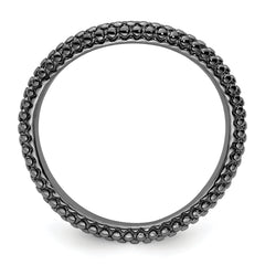 Sterling Silver Stackable Expressions Polished Black-plated Wave Ring - 5