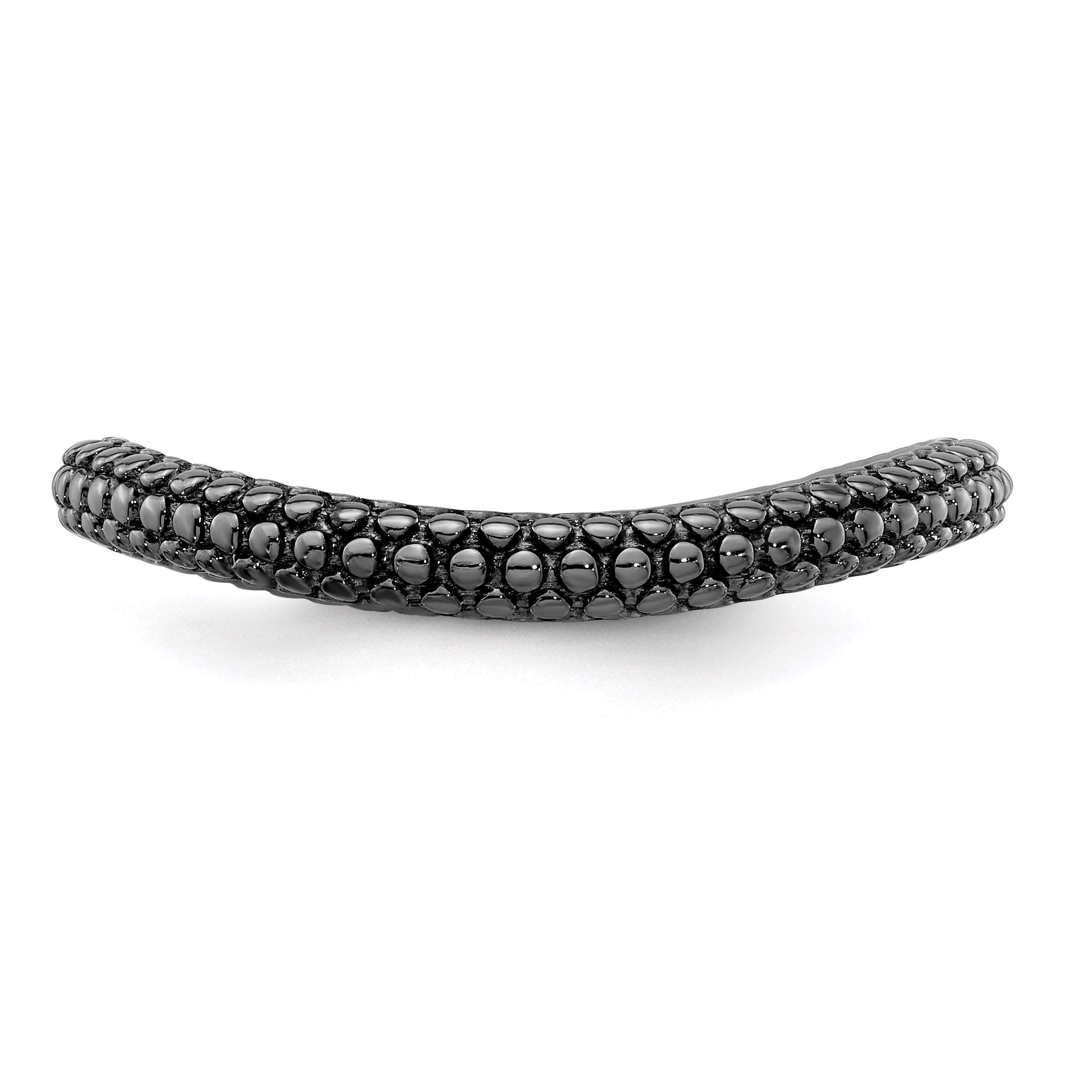 Sterling Silver Stackable Expressions Polished Black-plated Wave Ring - 5