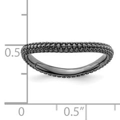 Sterling Silver Stackable Expressions Polished Black-plated Wave Ring - 5