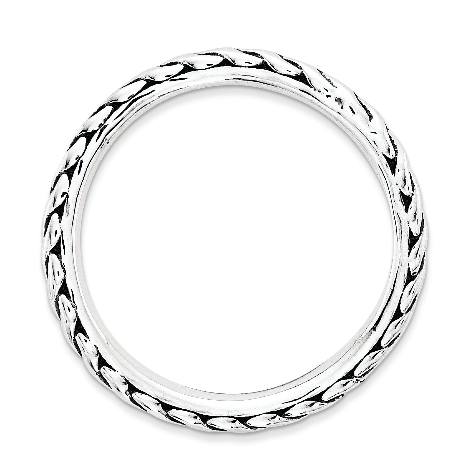 Sterling Silver Stackable Expressions Antiqued Wave Ring - 5