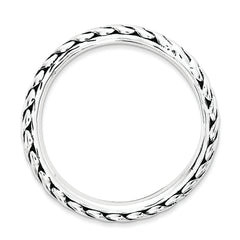 Sterling Silver Stackable Expressions Antiqued Wave Ring - 5