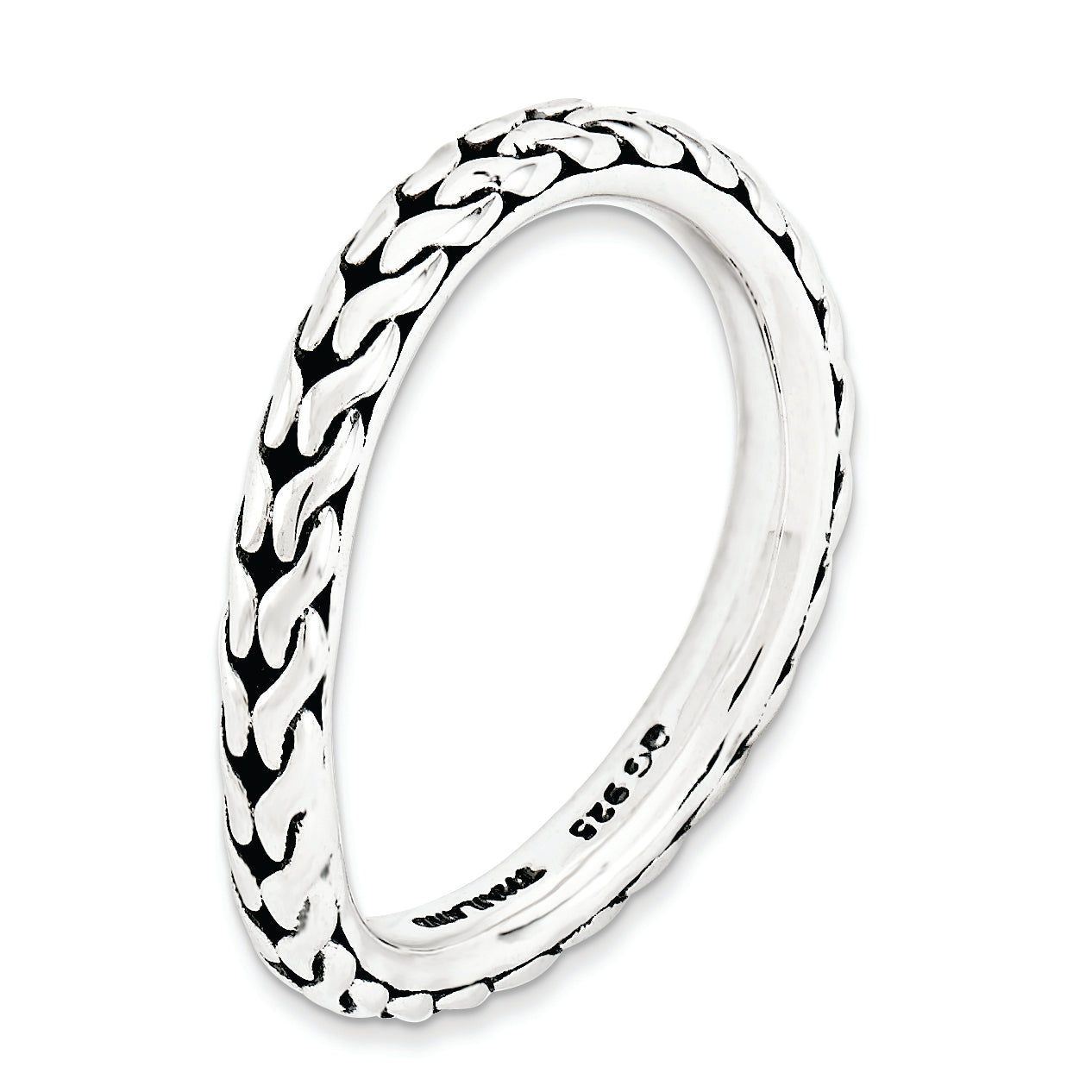 Sterling Silver Stackable Expressions Antiqued Wave Ring - 5