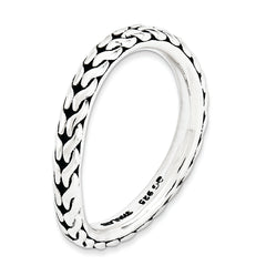 Sterling Silver Stackable Expressions Antiqued Wave Ring - 5