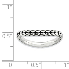 Sterling Silver Stackable Expressions Antiqued Wave Ring - 5