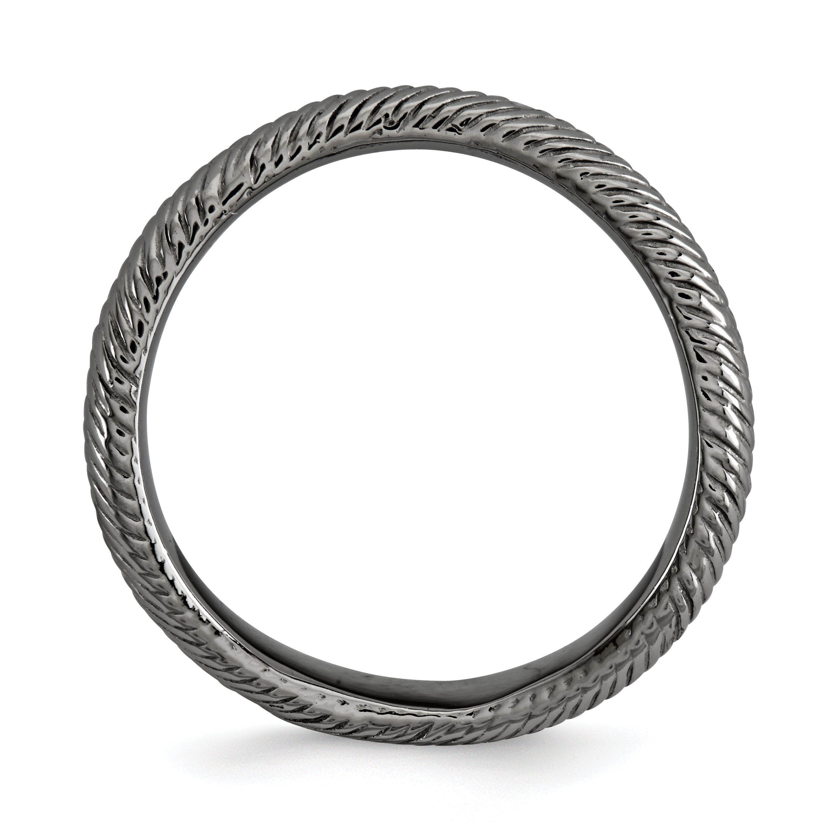 Sterling Silver Stackable Expressions Polished Black-plate Wave Ring - 5