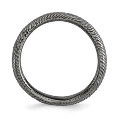 Sterling Silver Stackable Expressions Polished Black-plate Wave Ring - 5