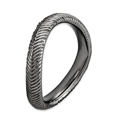Sterling Silver Stackable Expressions Polished Black-plate Wave Ring - 5