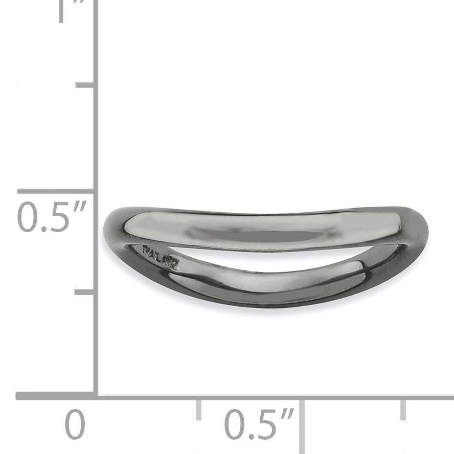 Sterling Silver Stackable Expressions Polished Black-plate Wave Ring - 5