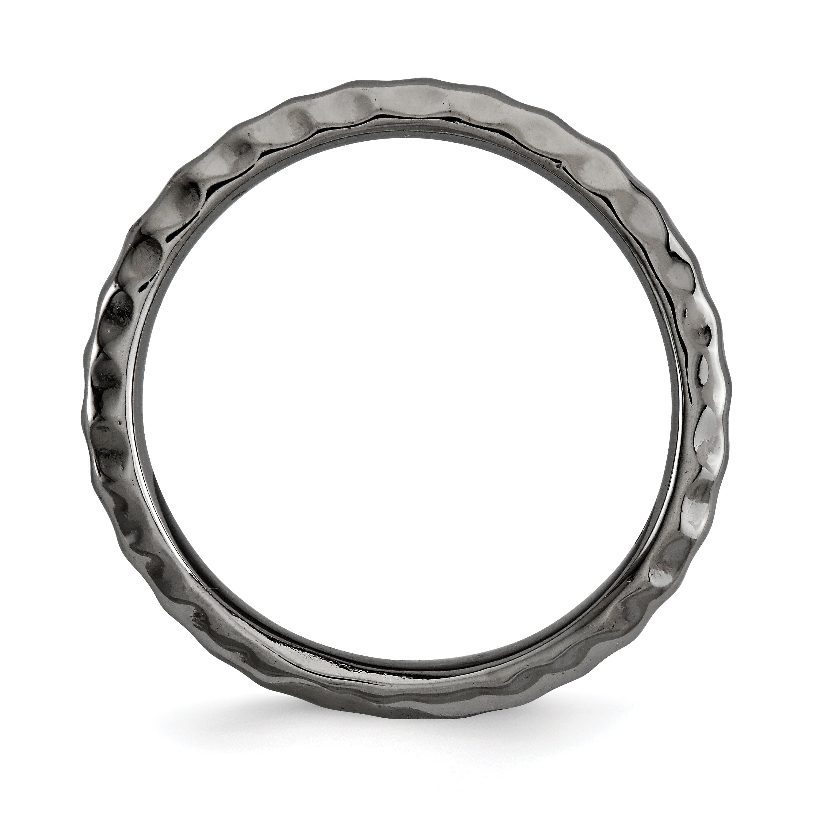 Sterling Silver Stackable Expressions Polished Black-plate Wave Ring - 5
