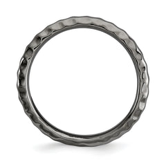 Sterling Silver Stackable Expressions Polished Black-plate Wave Ring - 5