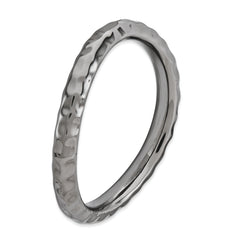 Sterling Silver Stackable Expressions Polished Black-plate Wave Ring - 5