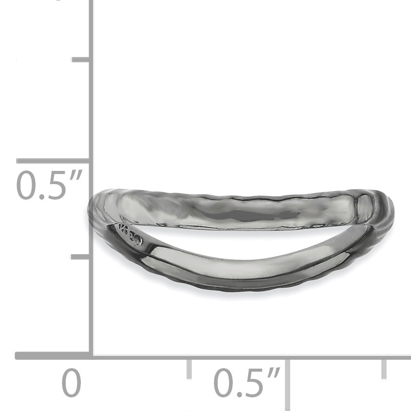 Sterling Silver Stackable Expressions Polished Black-plate Wave Ring - 5