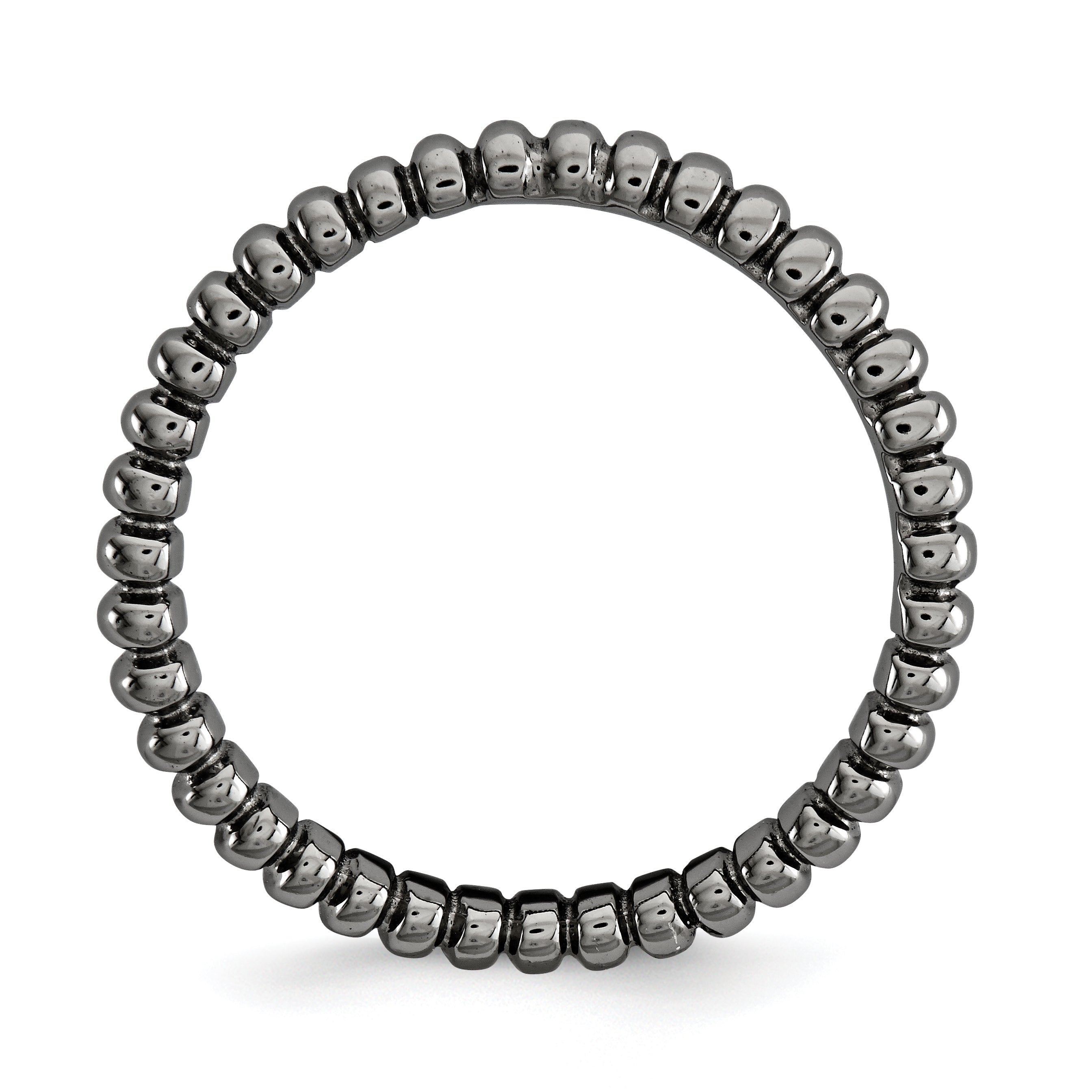 Sterling Silver Stackable Expressions Polished Black-plate Wave Ring - 5