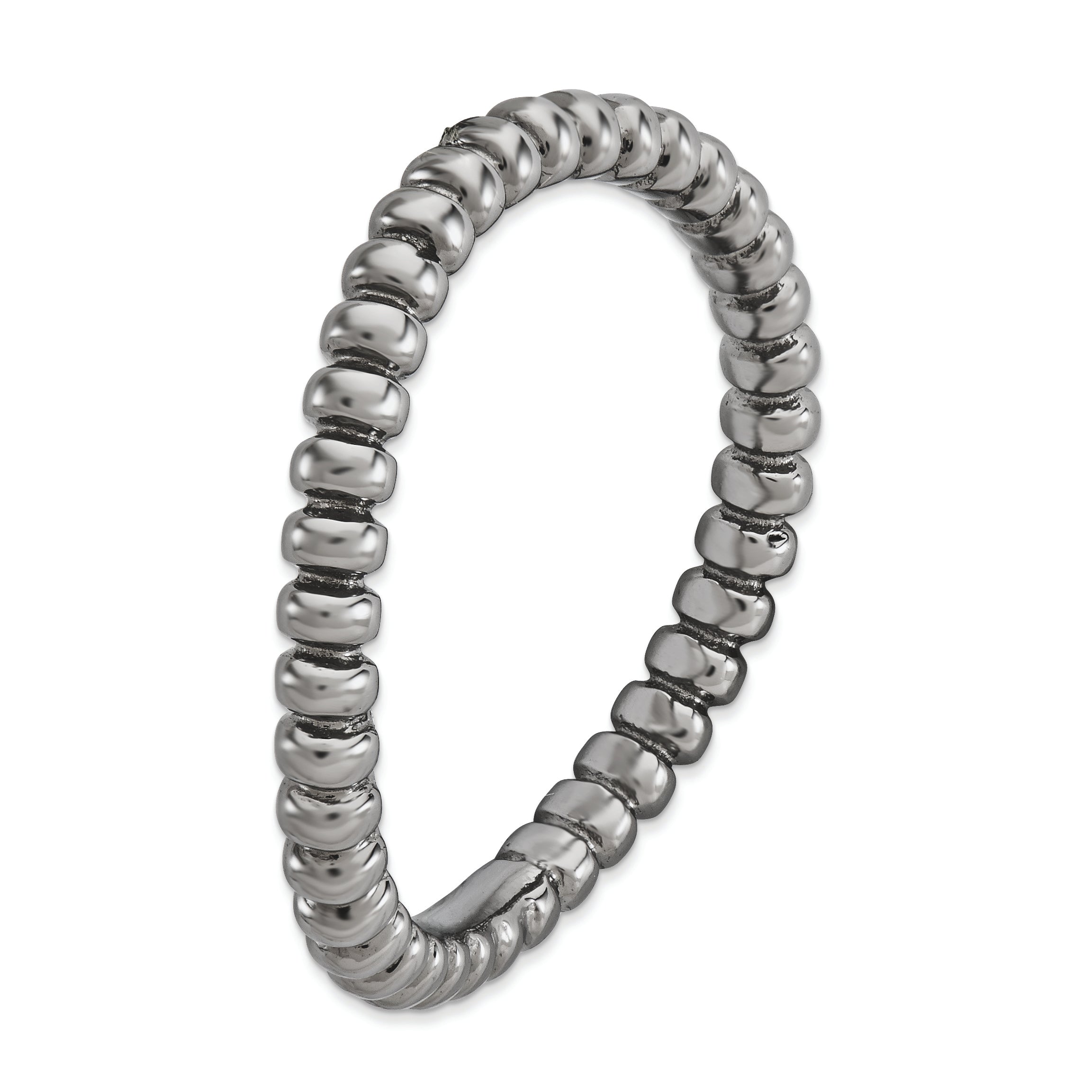 Sterling Silver Stackable Expressions Polished Black-plate Wave Ring - 5