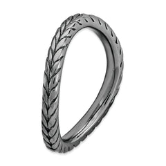 Sterling Silver Stackable Expressions Polished Black-plate Wave Ring - 5