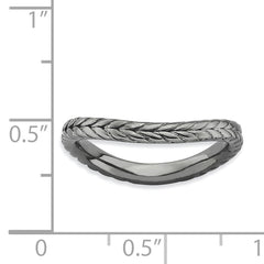 Sterling Silver Stackable Expressions Polished Black-plate Wave Ring - 5