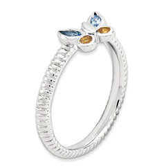Sterling Silver Stackable Expressions Blue Topaz & Citrine Butterfly Ring - 7