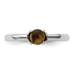 Sterling Silver Stackable Expressions Tigers Eye Rhodium-plated Ring