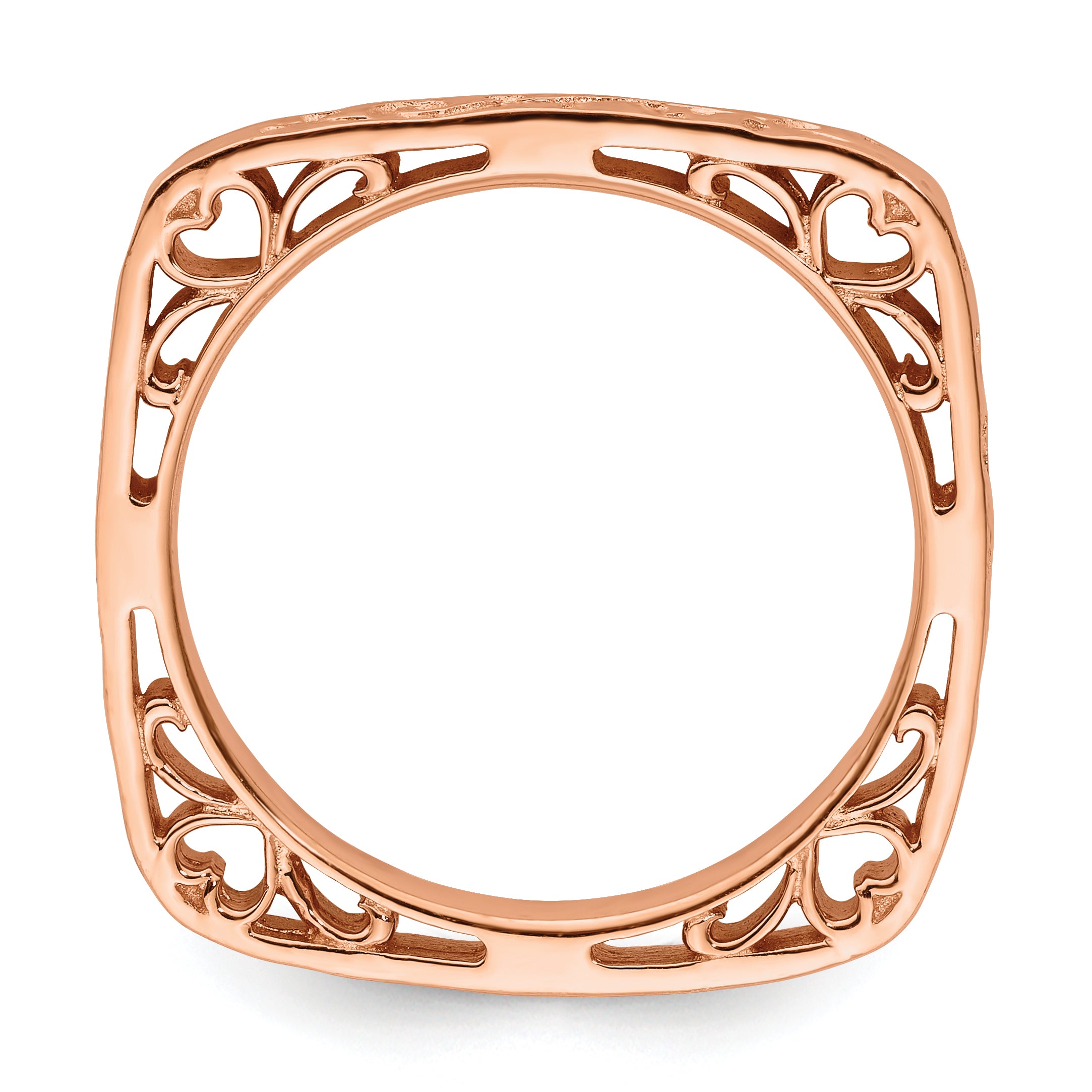 Sterling Silver Stackable Expressions Polished Pink-plated Square Ring