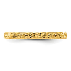 Sterling Silver Stackable Expressions Polished Gold-plated Square Ring