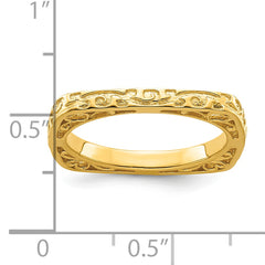 Sterling Silver Stackable Expressions Polished Gold-plated Square Ring