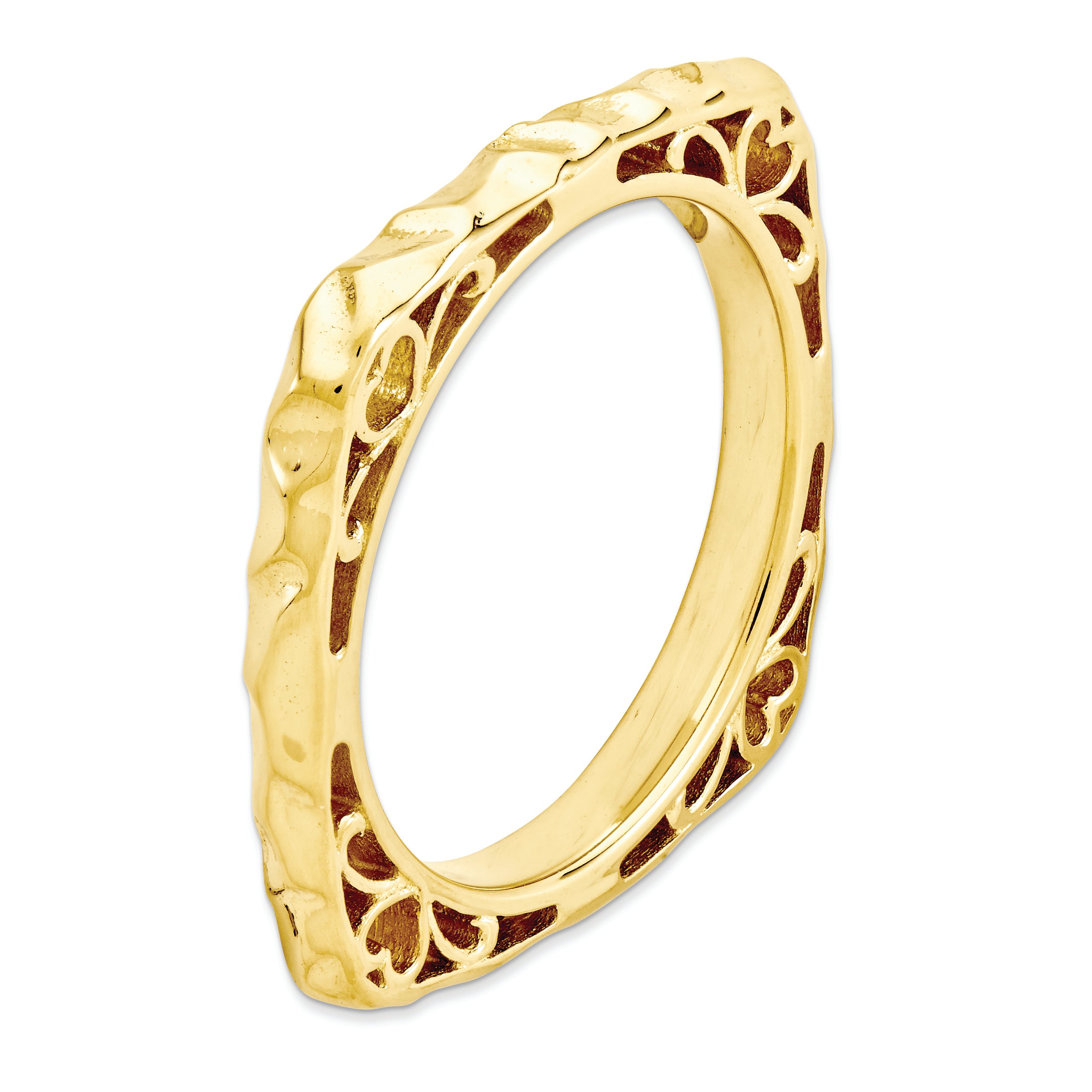 Sterling Silver Stackable Expressions Polished Gold-plate Square Ring