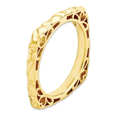 Sterling Silver Stackable Expressions Polished Gold-plate Square Ring