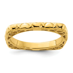 Sterling Silver Stackable Expressions Polished Gold-plated Square Ring