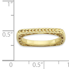 Sterling Silver Stackable Expressions Polished Gold-plate Square Ring