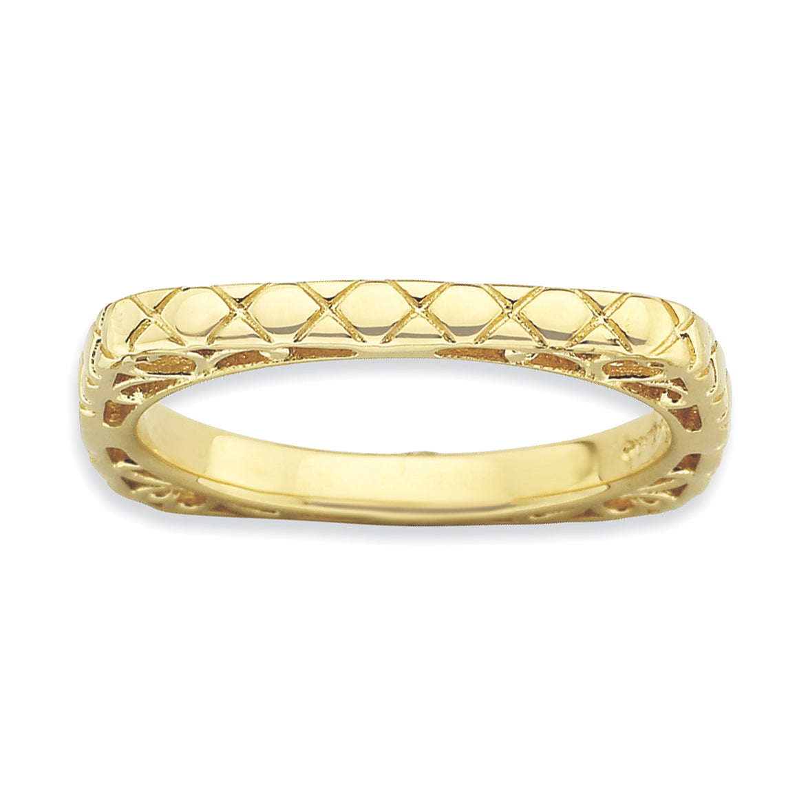 Sterling Silver Stackable Expressions Polished Gold-plate Square Ring