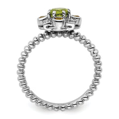 Sterling Silver Stackable Expressions Peridot, Citrine & Diamond Ring - 5