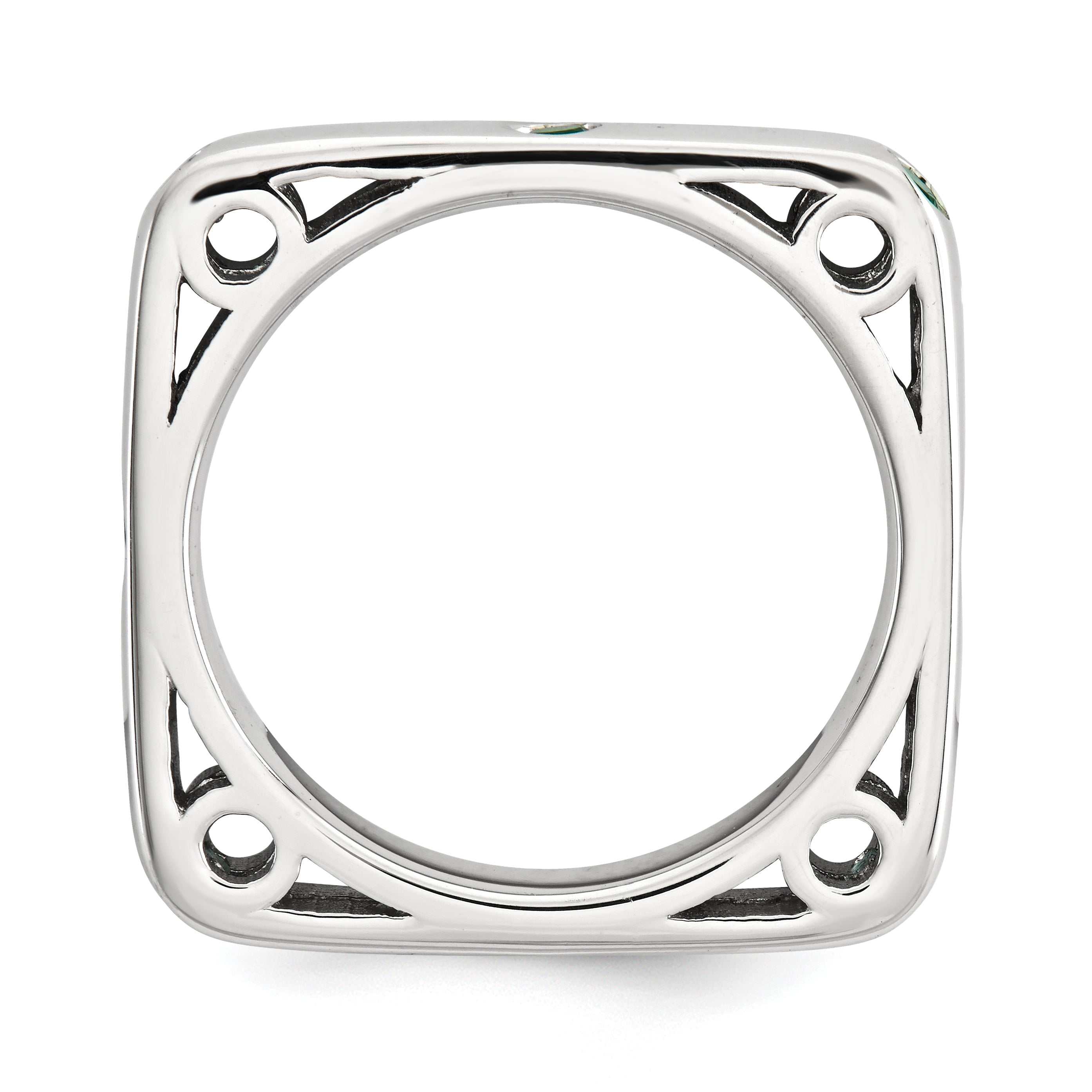 Sterling Silver Stackable Expressions Polished Created Emerald Square Ring - 6