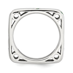 Sterling Silver Stackable Expressions Polished Created Emerald Square Ring - 6