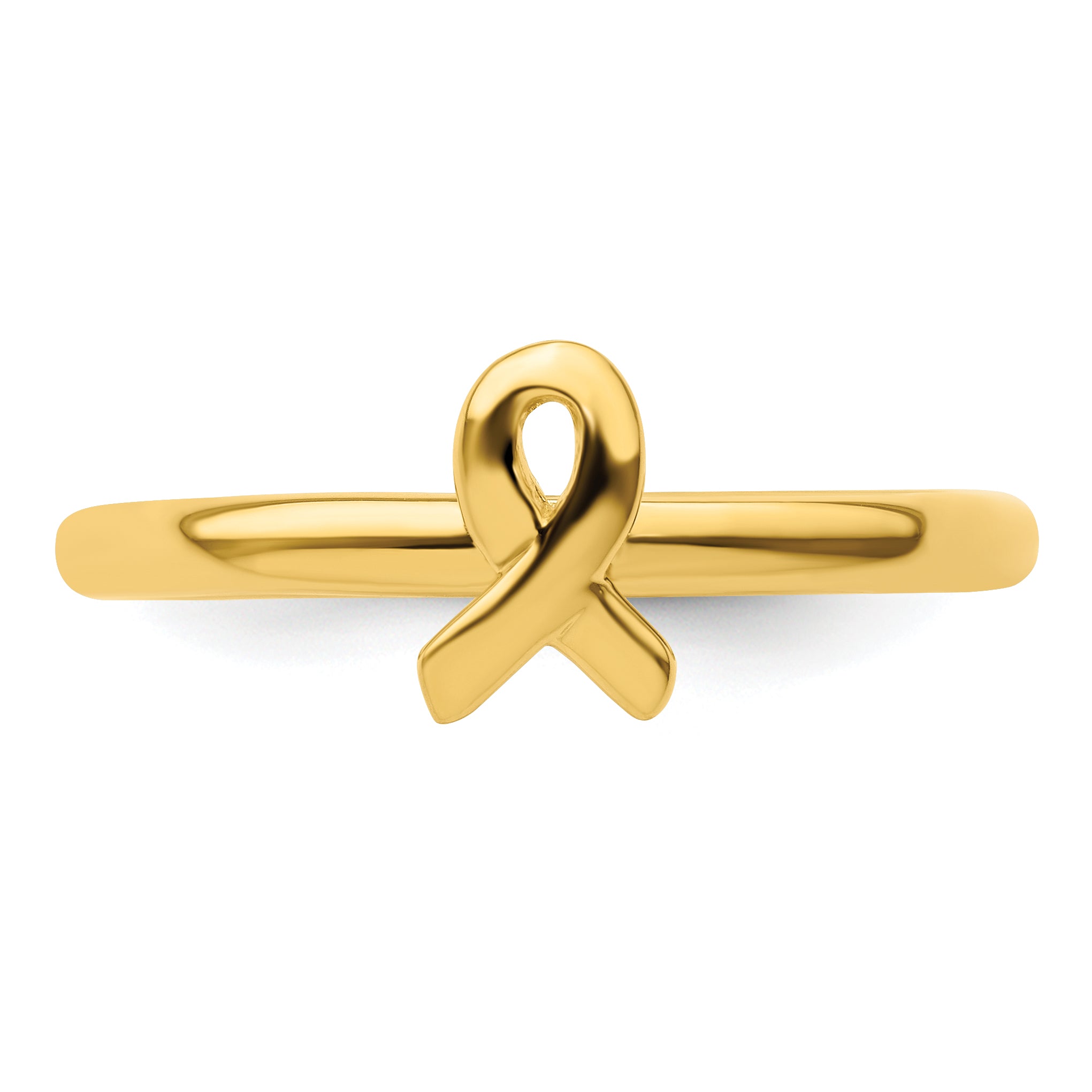 Sterling Silver Stackable Expressions Gold-plated Awareness Ribbon Ring