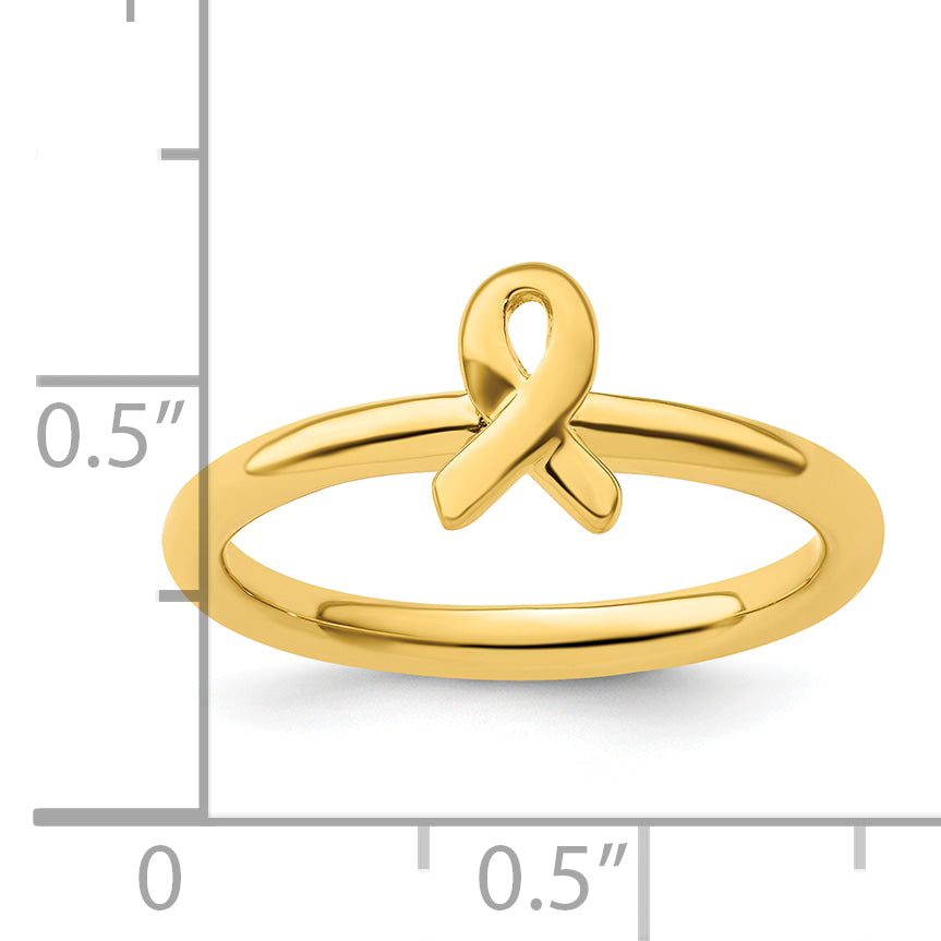 Sterling Silver Stackable Expressions Gold-plated Awareness Ribbon Ring