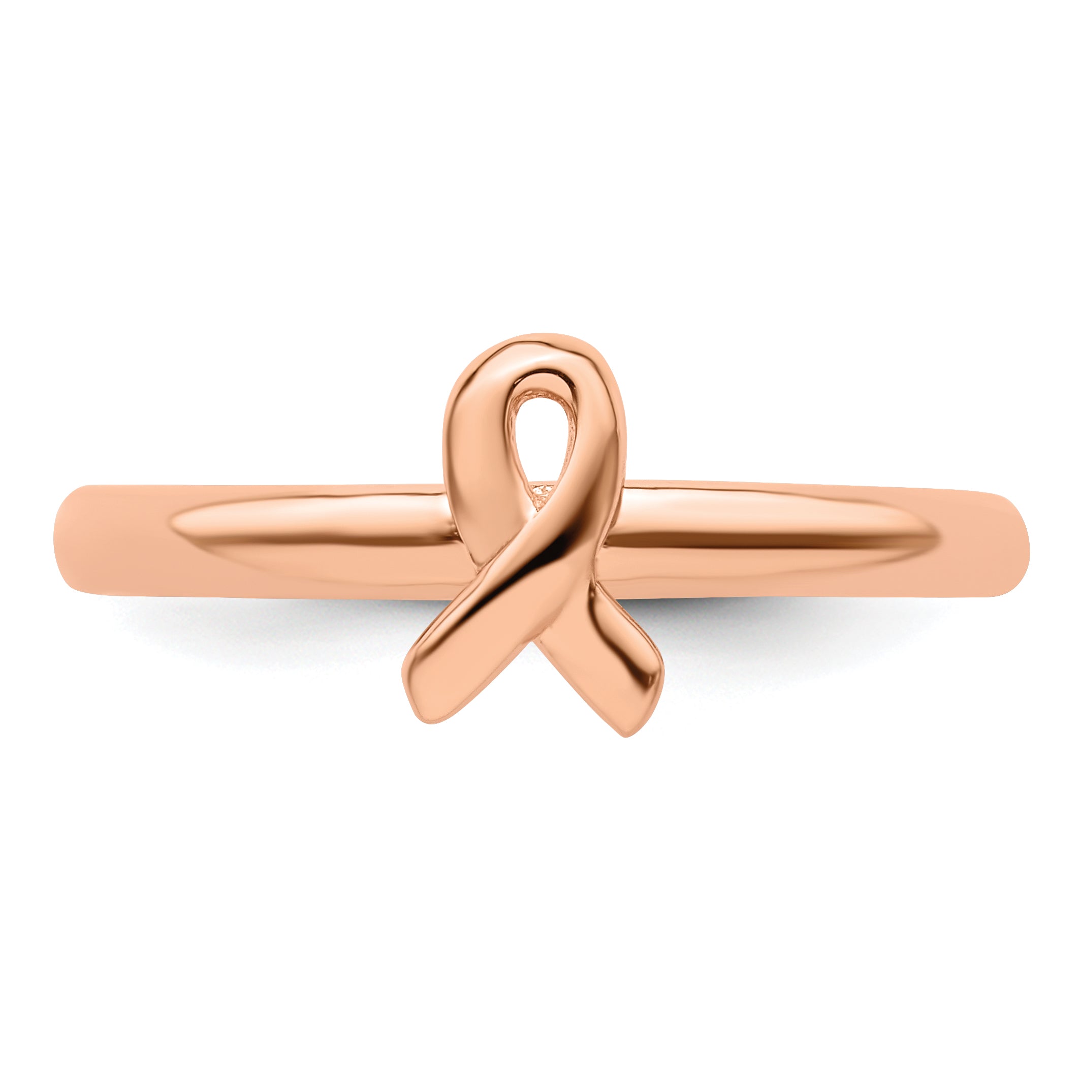 Sterling Silver Stackable Expressions Rose Gold Awareness Ribbon Ring