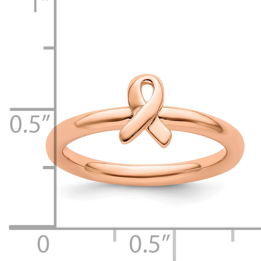 Sterling Silver Stackable Expressions Rose Gold Awareness Ribbon Ring