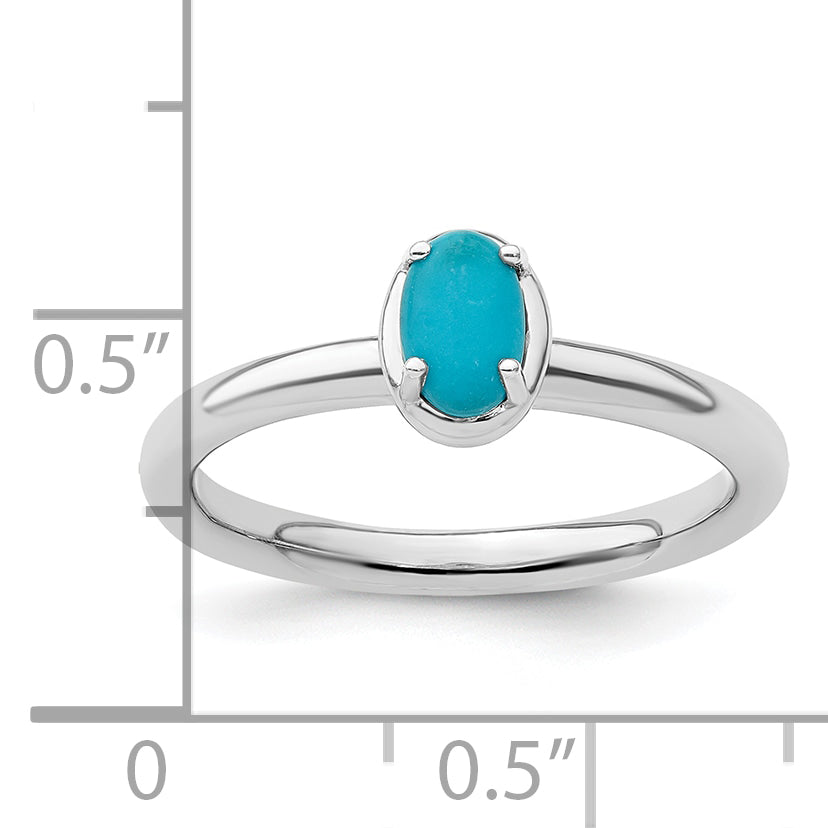 Sterling Silver Stackable Expressions Turquoise Polished Ring