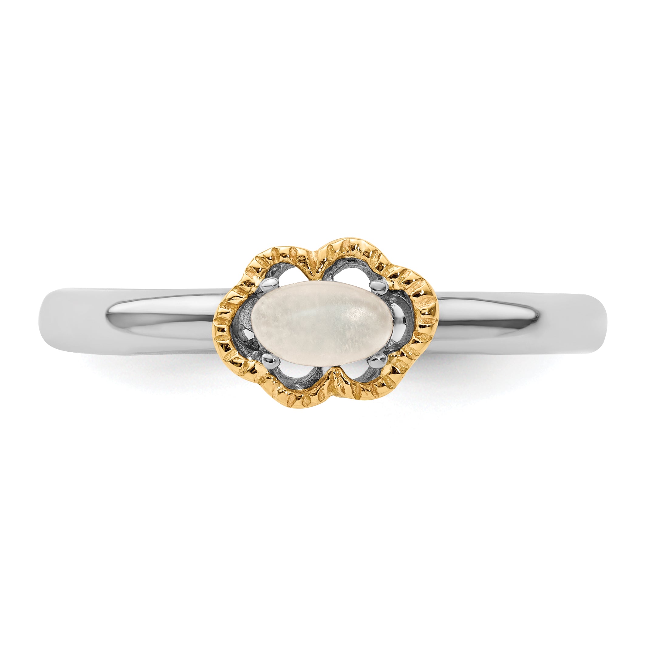 Sterling Silver & 14k Stackable Expressions Moonstone Polished Ring