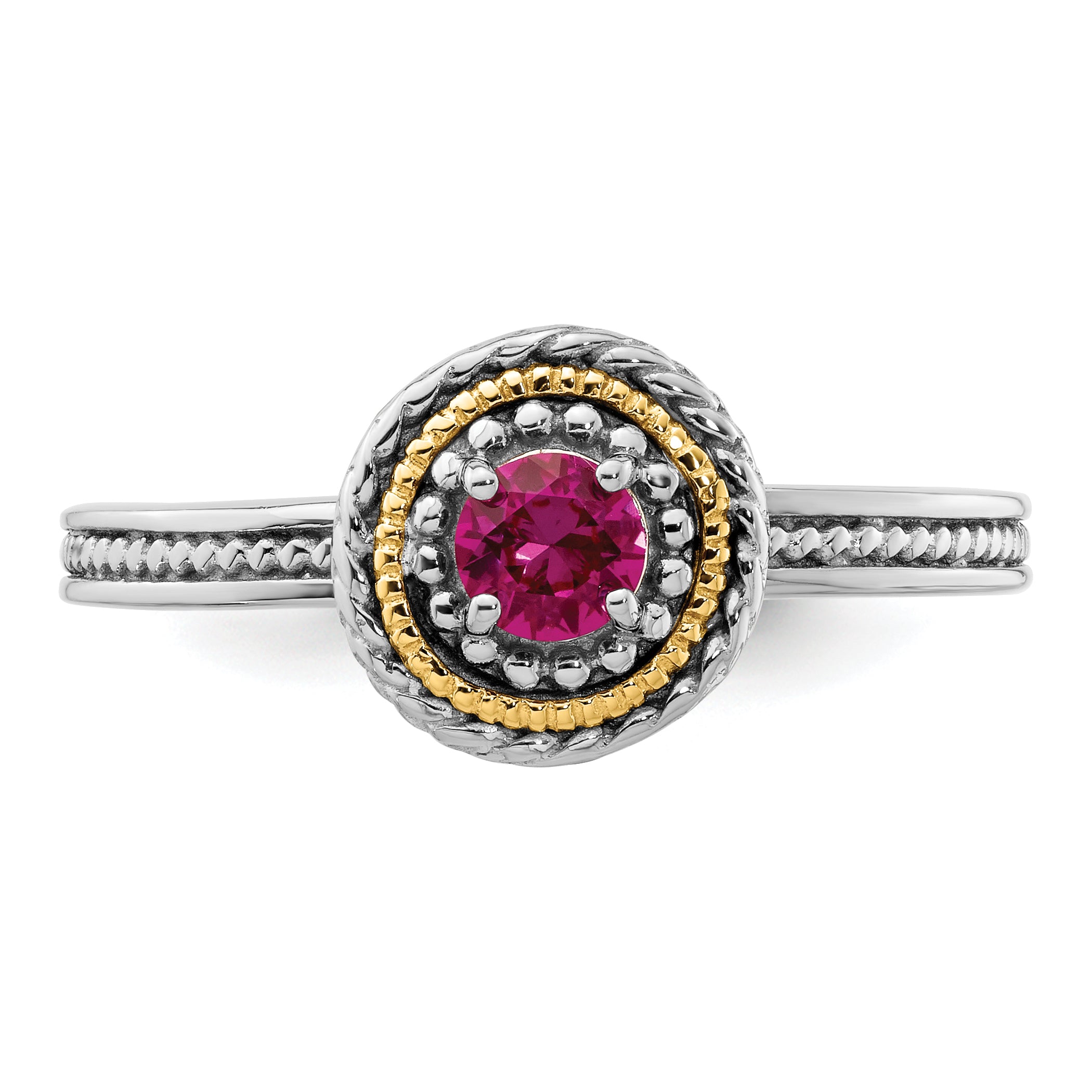 Sterling Silver & 14k Stackable Expressions Created Ruby Ring